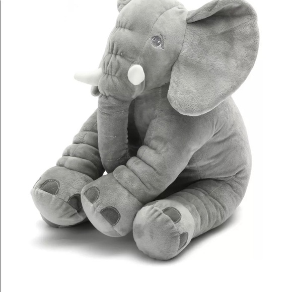 Elephant Pillow Soft Gray Plush - Picture 1 of 8